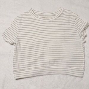 We The Free Kids Striped White and Gray Tee